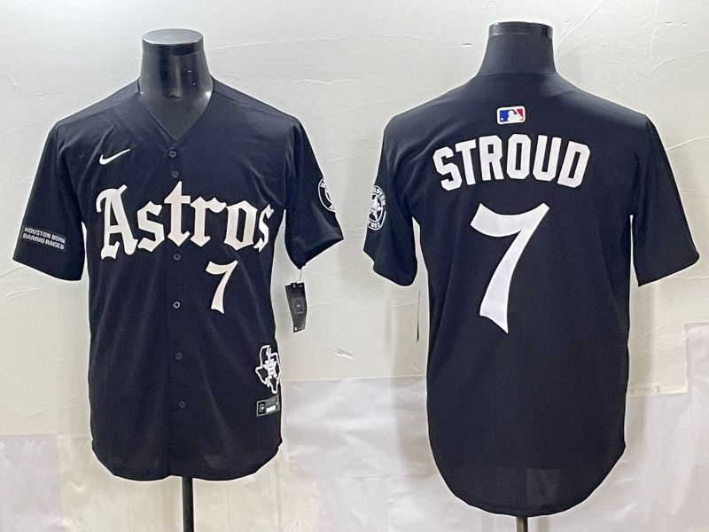 Men 2025 Houston Astros 7 Stroud Black Five generations Joint Name Nike MLB Jersey style 9
